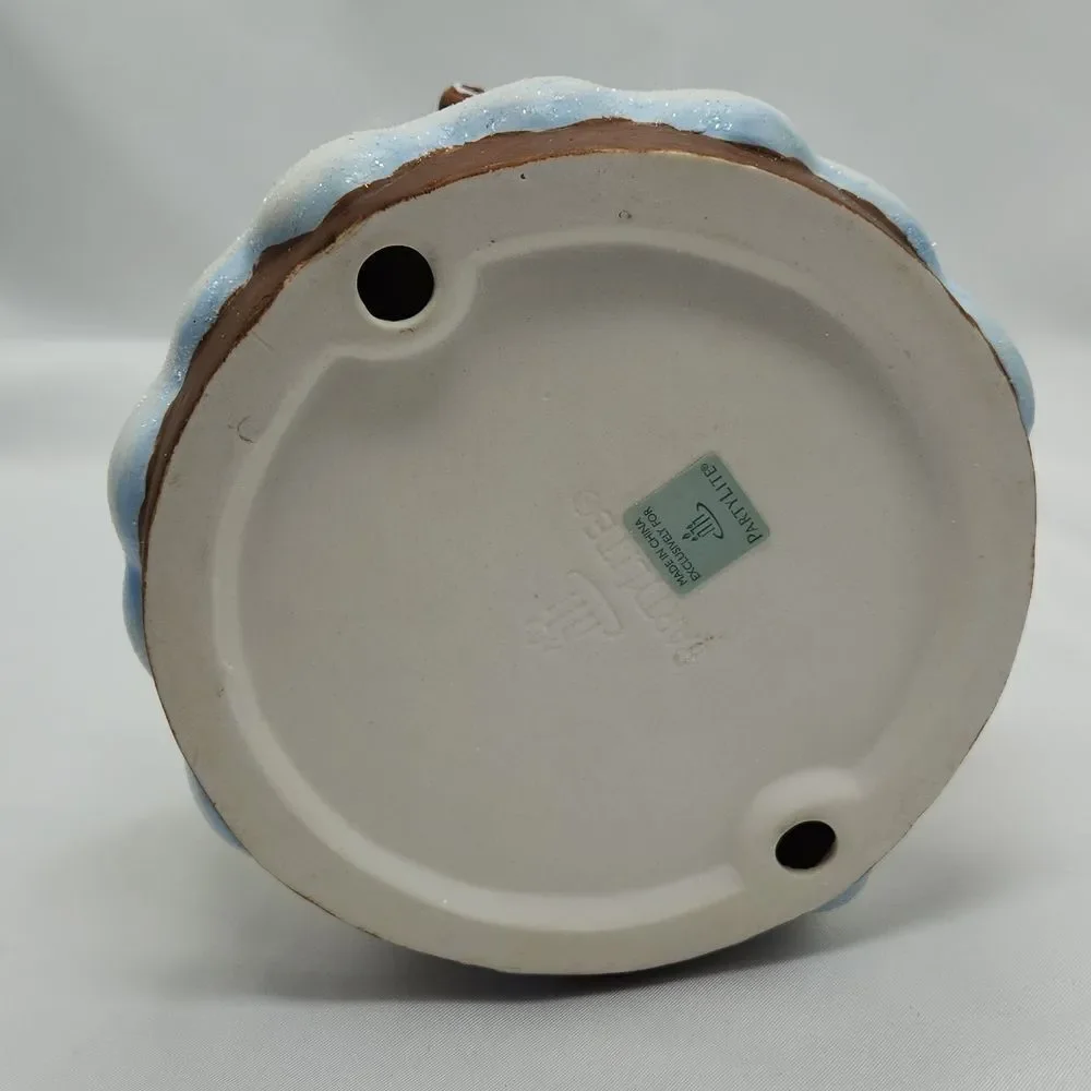⛱️NIB RETIRED PartyLite Peppermint Delight Pillar Candle Holder & Candle